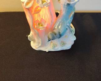 Vintage Ceramic Bird and Floral Lamp