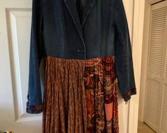 Shari B. Green ReMade in America Denim  Print Patchwork Jacket Dress