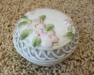 Vintage Ceramic Trinket Box with Floral Motif second image