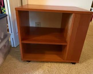 MidCentury Modern Style Media Console or Bookcase with Casters