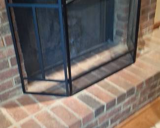 Black Metal Fireplace Screen with Arched Top