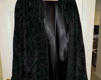Vintage Black Persian Lamb Faux Fur Cape