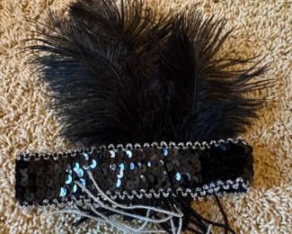 Black Sequin and Feather Flapper Headband second image
