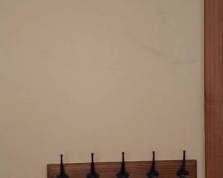 Wooden Coat Rack with Cast Iron Hooks