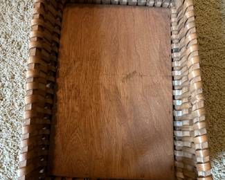 Vintage Woven Wood Splint Tray Basket