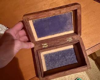 Hand Carved Wooden Trinket Box with Floral Inlay third image