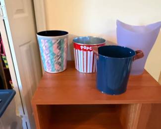 Decorative Tins Set Geometric, Popcorn Bucket, and Navy Blue