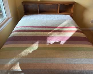 Wooden Headboard with Shelving