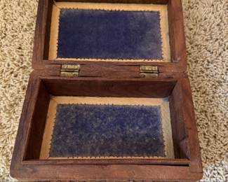 Vintage HandCarved Indian Wooden Jewelry Box with Inlay third image