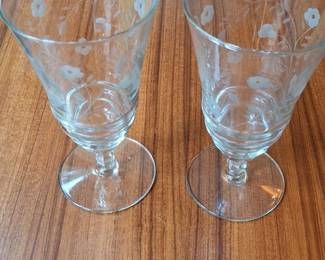 Libbey Rock Sharpe Halifax Floral Etched Stemware Glasses