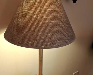 Brass Table Lamp with Woven Shade