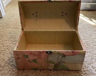 Decoupage Storage Box with Pink Roses and Greenery