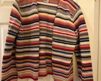 Talbots Womens Striped Knit Cardigan