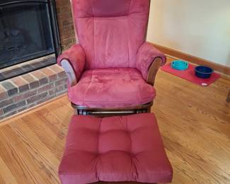 Velvet Glider Rocker Recliner Chair with Ottoman second image