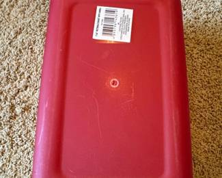 Red Plastic Slotted Storage Basket with Handle second image