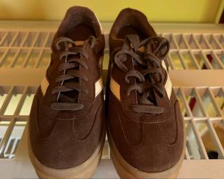Madden Girl Brown Suede Sneakers with White Stripe
