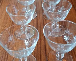 Fostoria Rose Etched Glass Coupe Glasses