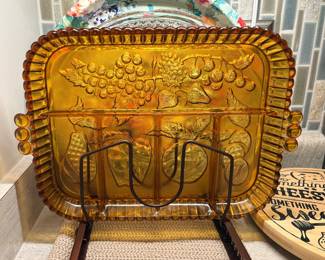 Amber glass serving piece