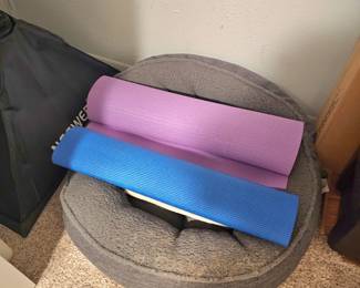 dog bed and excersise mats 