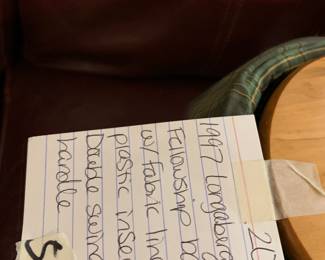 #59	Longaberger 1997 Fellowship Bsket w/fabric Liner & Plastic Insert Double swing handle	 $20.00 