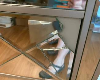 #81	Beveled Mirror Dressing Table w/2 drawers (mirrors broken on one drawer) - 36x12x31	 $40.00 