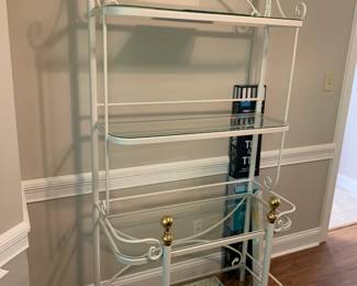 #11	white 4 shelf baker rack with glass shelves 36x17x77	 $100.00 