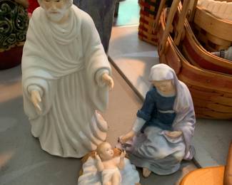 #168	Wood Carved 3 Piece Nativity Set 9"	 $30.00 
