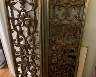#45	Gold  Molded Wall Art - Set of 2 panels - 14x52	 $30.00 