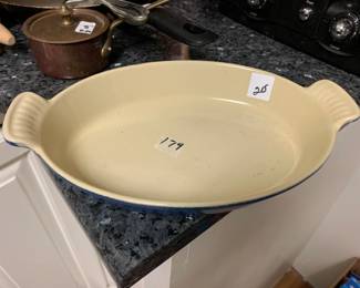 #179	Le Cruset Blue Oval Scallop Dish	 $20.00 