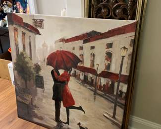 #48	Canvas Acrylic Parisian Print of Lady w/Red Umbrella - 39x41	 $30.00 