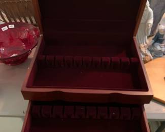 #161	Wood Flatware Chest w/ Drawer 16x11x6	 $20.00 
