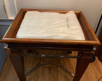 #20	Pair of Lane Wood/Metal w/glass Top End Table (as is finish) - 28x 24x24	 $120.00 