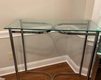 #14	Glass Top Stainless Steel Base Bar Style Table - 40x17x38	 $100.00 