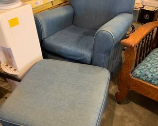 #115	Denim Swivel Rocker & Swivel Ottoman (as is condition)	 $30.00 