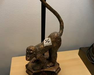 #55	Monkey on the Base Lamp w/ no Shade w/Trim - 32Pair of Heavy Ceramic lamps - No shades - 34" Tall Heavy	 $75.00 