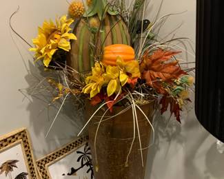 #52	Copper tall Pot w/fall leaves - 34" Tall	 $35.00 