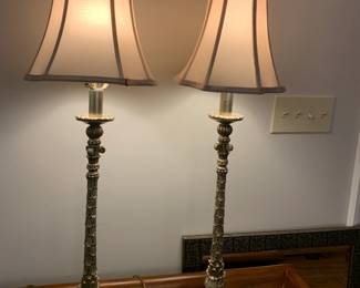 #49	Pair of Metal Buffet Lamps - 37" Tall - Heavy	 $150.00 