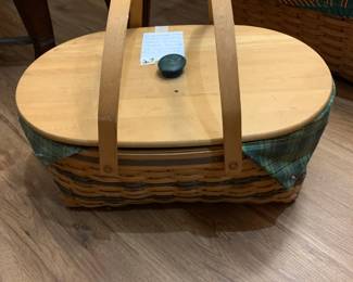#27	Longaberger 1999 Generosity picnic Basket - 2 swing Handles includes lid, linder insert - 19.5x13/5x8.5	 $40.00 