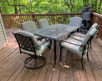 #148	Aluminum Rectangular Table w/2 bouncy and 4 stationary Chairs - 62x38x28	 $175.00 