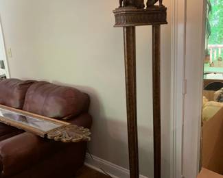 #23	Heavy Ceramic Floor Lamp w/ 3 lions - 73" Tall - Heavy	 $100.00 