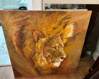  #90	Acrylic Painting of Lion on Canvas - 36x36	 $30.00 