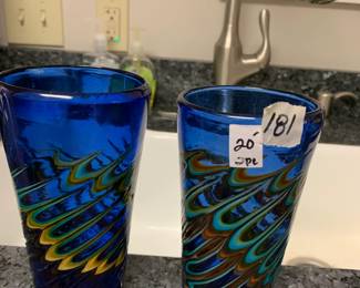 #181	Pair Hand Blown Cobalt BlueGlasses Made in Azerbaijan	 $20.00 