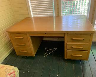 #9	oak antique desk with 7 drawers  60x33x29	 $75.00 