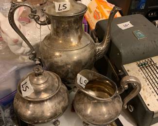 #191	3 Piece Silver Plate Tea Set	 $60.00 