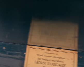 #125	Wood Blue Trunk w/brass Buckles & Latch w/tray - Horn Luggage - 30x16x12	 $20.00 