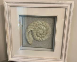 #86	Ceramic Shell in a Shadow Box Frame - 19 square	 $30.00 