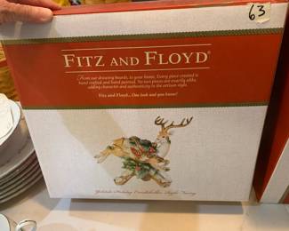 #63	Fitz and floyd Yuletide Holiday Candle Holder right facing Reindeer 	 $45.00 