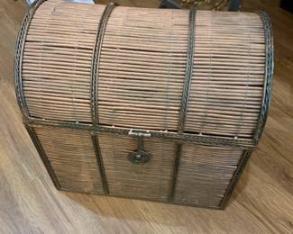 #65	Metal/Bamboo Camel Back Small Chest - 17.5x12x17	 $25.00 