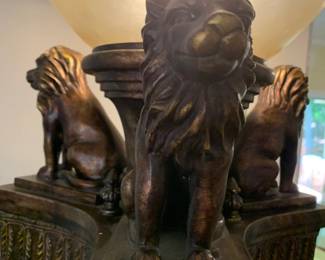 #23	Heavy Ceramic Floor Lamp w/ 3 lions - 73" Tall - Heavy	 $100.00 