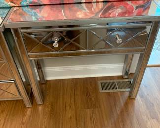 #81	Beveled Mirror Dressing Table w/2 drawers (mirrors broken on one drawer) - 36x12x31	 $40.00 